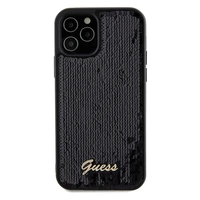 Guess Sequin Script Metal dėklas telefonui iPhone 12/12 Pro - juodas