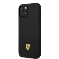 Ferrari FEHMSIP14SBK iPhone 14 6.1" juoda/juoda kietas dėklas silikoninis metalinis logotipas Magsafe