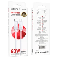 Borofone Kabelis BX109 Joy - Type-C iki Type-C - 60W 3A - 1 metras, baltas