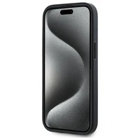 DKNY Grained Metal Logo Magnetinis iPhone 15 dėklas - smėlio spalvos