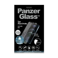 PanzerGlass E2E Microfracture antibakterinis stiklas su kameros dangteliu su Swarovsky kristalu iPhone 12 Pro Max - su juodu rėmeliu