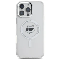 Karl Lagerfeld IML Metalinis Choupette Head Magnetinis dėklas telefonui iPhone 16 Pro - baltas