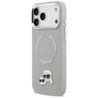 Karl Lagerfeld Karl & Choupette Pins MagSafe dėklas telefonui iPhone 17 Pro Max - pilkas