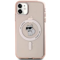 Karl Lagerfeld IML Choupette Magnetinis dėklas iPhone 11 / Xr - rožinis