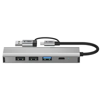 "Tech-Protect" HB03 HUB adapteris 5in1 USB-C + USB2.0 + USB3.0 + RJ45 - pilkas