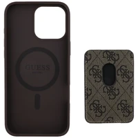 Guess 4G Stripes dėklas su Magnetinė pinigine iPhone 16 Pro Max - rudas