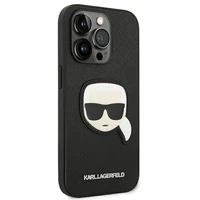 Karl Lagerfeld Saffiano Karl's Head Patch dėklas telefonui iPhone 14 Pro - juodas