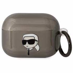 Karl Lagerfeld KLAPHNIKTCK AirPods Pro dėklas juodas/juodas Karl's Head