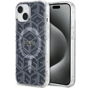 Guess IML GCube Magnetinis dėklas telefonui iPhone 15 / 14 / 13 - juoda