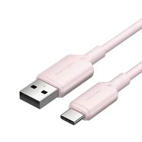 USB 2.0 A į USB-C 3A kabelis Vention CTQPH 2M (rožinis)