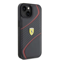 Ferrari FEHCP15SPTWK iPhone 15 6.1" juodas/juodas kietas dėklas Twist Metal Logo