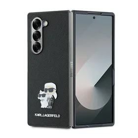 Karl Lagerfeld Saffiano metalinio ženklo dėklas telefonui Samsung Galaxy Z Fold 6 - juoda