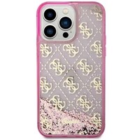 Guess GUHCP14XLC4PSGP iPhone 14 Pro Max 6.7" rožinis/rožinis kietas dėklas Liquid Glitter 4G permatomas