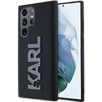 Karl Lagerfeld 3D guminis blizgus logotipas dėklas telefonui Samsung Galaxy S24 Ultra - juodas