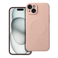 SILICONE MAG COVER dėklas telefonui suderinamas su MagSafe iPhone 15 Plus rožinis