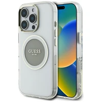 Guess IML Metal Colored Circle Classic Logo Magnetinis dėklas telefonui iPhone 16 Pro Max - pilkas