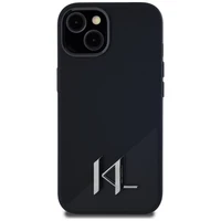 Karl Lagerfeld Silikoninis Shadow Metal Initial Magnetinis dėklas telefonui iPhone 15 juodas