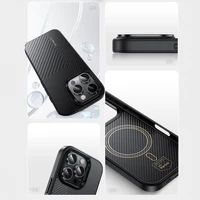 Benks Montage magnetinis Armor Pro Kevlar dėklas su metaliniu rėmeliu 600D+1500D Iphone 16 telefonui juodas