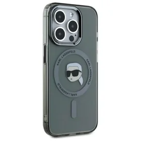 Karl Lagerfeld KLHMP15LHLSKIK iPhone 15 Pro 6.1" juodas kietasis dėklas IML Metal Karl Head Magnetinis (MagSafe)