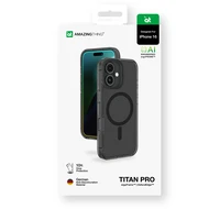 AmazingThing Titan Pro Mag dėklas su magnetiniu žiedu iPhone 16 - juodas