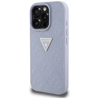 Guess Hot Stamp 4G Pattern Triangle Metal Logo dėklas telefonui iPhone 16 Pro - violetinis
