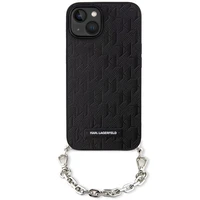 Karl Lagerfeld KLHCP14SSACKLHPK iPhone 14 6.1" juodas/juodas hardcase Saffiano Monograma Grandinė
