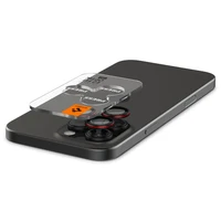 Spigen Optik Pro L-Series Glas.tR EZ Fit grūdintas stiklas iPhone 14 Pro / Pro Max / 15 Pro / Pro Max / 16 Pro / 16 Pro Max / 17 Pro / 17 Pro Max - juodas su raudonu kraštu