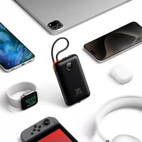 Išorinė baterija VEGER 20000 mAh su įmontuotais kabeliais Type C / Lightning PD QC3.0 35W K2 (W2068) juoda