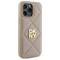 DKNY Quilted Stack Logo dėklas telefonui iPhone 14 Pro Max - smėlio spalvos