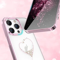 Kingxbar Wish Series silikoninis dėklas telefonui iPhone 14 Plus rožinės spalvos su Swarovski kristalais