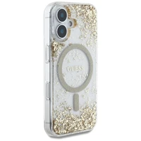 Guess HC Resin Bottom Glitter Magnetinis dėklas iPhone 16 - auksinis