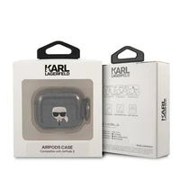 Karl Lagerfeld blizgus Karl's Head dėklas AirPods 3 ausinėms - juodas