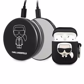 Karl Lagerfeld Ikonik dėklas AirPods + išorinė baterija - juoda