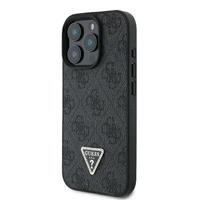 Guess Odinis 4G Trikampio Strass Magnētinis dėklas telefonui iPhone 16 Pro Max - juodas