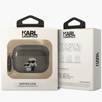 Karl Lagerfeld KLAP2HNKCTGK AirPods Pro 2 dėklas juodas/juodas Blizgantis Karl&Choupette