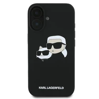 Karl Lagerfeld silikoninis dėklas telefonui Nauble Heads Print Magnetinis iPhone 16 Plus - juodas