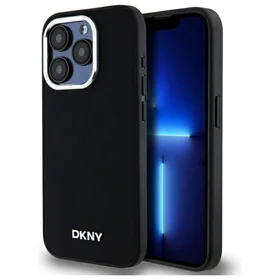DKNY Paprastas logotipas magnetinis iPhone 15 Pro Max dėklas - juodas