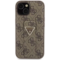 Guess dėklas telefonui su stovu Grip Stand 4G Triangle Strass iPhone 15 - rudas