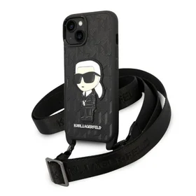 Karl Lagerfeld KLHCP14MSTKMK iPhone 14 Plus 6.7" juodas/juodas kietasis dėklas Monograma Ikonik Pleistras