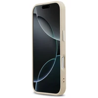GUESS dėklas telefonui IPHONE 17 suderinamas su Magnetine GUHMP17SPSDTSCME (PU W/ Triangle Logo) smėlinė