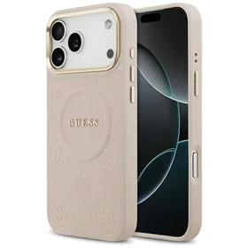 Guess Peony Hot Stamp Magnetinis dėklas telefonui iPhone 17 Pro Max - rožinė