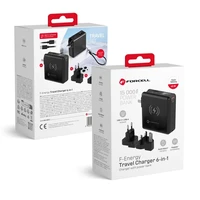 FORCELL F-ENERGY daugiafunkcinis įkroviklis 45W 6in1 su USB A ir USB C lizdais, išorinė baterija 15000mAh ir belaidis įkrovimas 15W