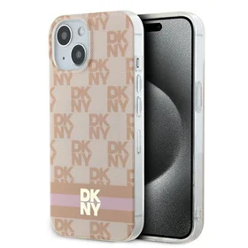 DKNY IML languotas mono raštas ir spausdintos juostelės Magnetinis dėklas iPhone 15 / 14 / 13 - rožinė
