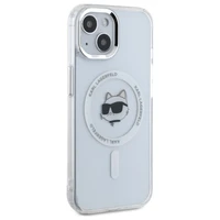 Karl Lagerfeld IML Metalinė Choupette galva MagSafe dėklas iPhone 15 - baltas