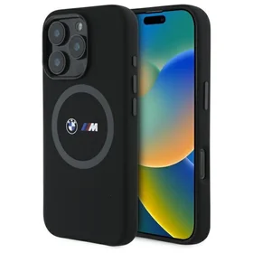 BMW M Silikoninis Spausdintas Žiedas Magnetinis dėklas iPhone 16 Pro Max - juodas