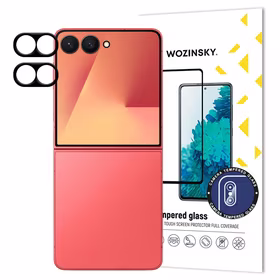 Juodas Wozinsky pilnas kameros stiklas Samsung Galaxy Z Flip 7, rinkinys 2