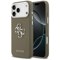 GUESS dėklas telefonui IPHONE 17 Pro Max suderinamas su Magnetine GUHCP17XPG4SMCEW (Grained PU W/ Big 4G Classic Logo) ruda