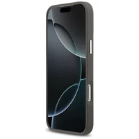 Karl Lagerfeld FW Grūdėtas Karl & Choupette Heads Pins & Logo dėklas telefonui iPhone 17 Pro Max - pilkas