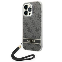 Guess GUOHCP14LH4STK iPhone 14 Pro 6.1 "juodas / juodas kietas dėklas 4G spauda Dirželis
