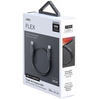 "Uniq Flex" USB-C / "Lightning" 18W nailoninis 30 cm kabelis - pilkas